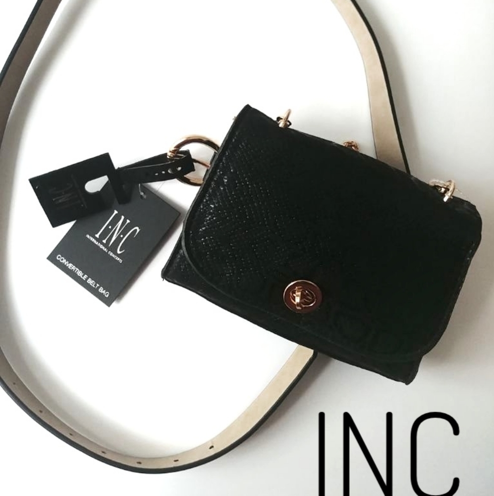 INC Convertible Belt Reptile Bag